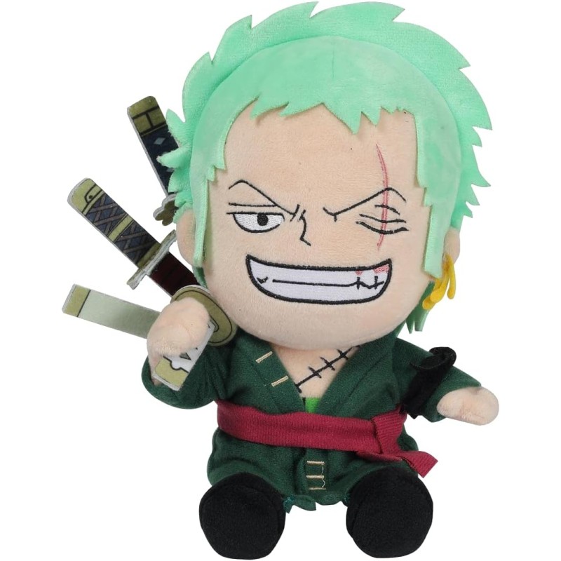 SAKAMI - One Piece – Rorona Zoro – Peluche/Plush Figura/Toy – 25 cm – Originale e con licenza