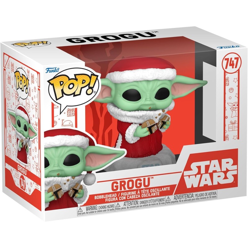 Funko Pop! Star Wars: Mando Holiday - Grogu (The Child, Baby Yoda) - The Mandalorian - Figura in Vinile da Collezione - Idea